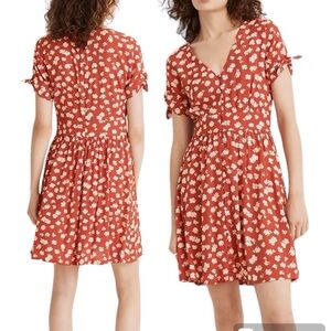 MADEWELL button front-tie sleeve retro dress